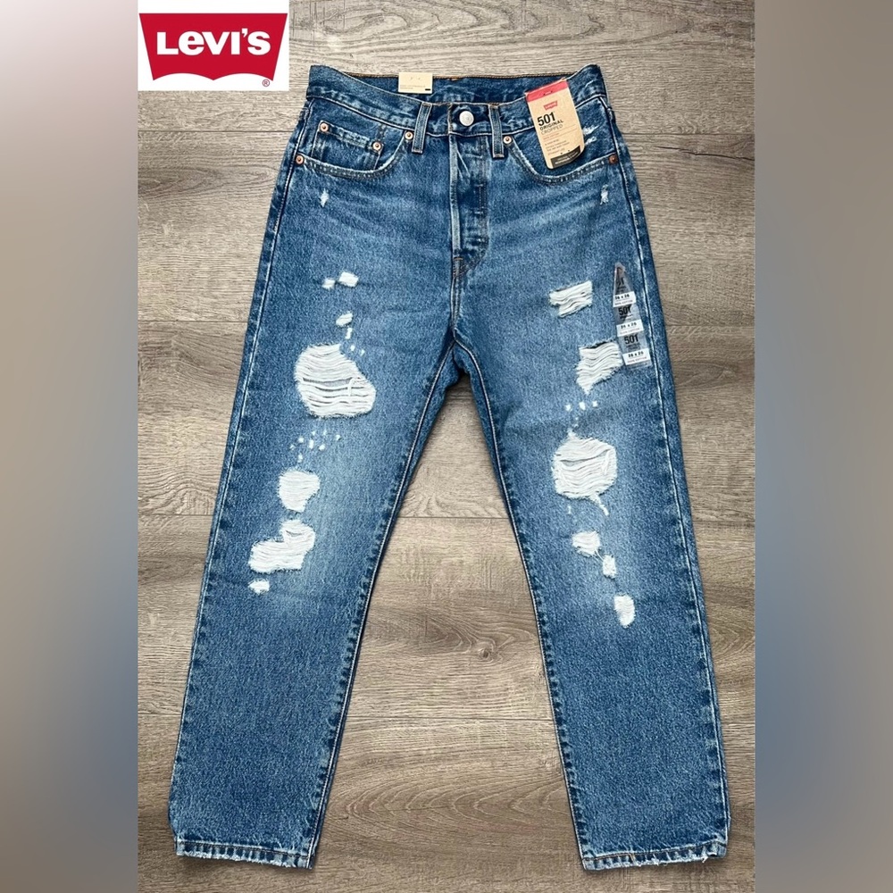 Levi’s 501 Original Cropped Women’s Jeans High Rise Color: Blue Size:26x26 - Picture 1 of 14